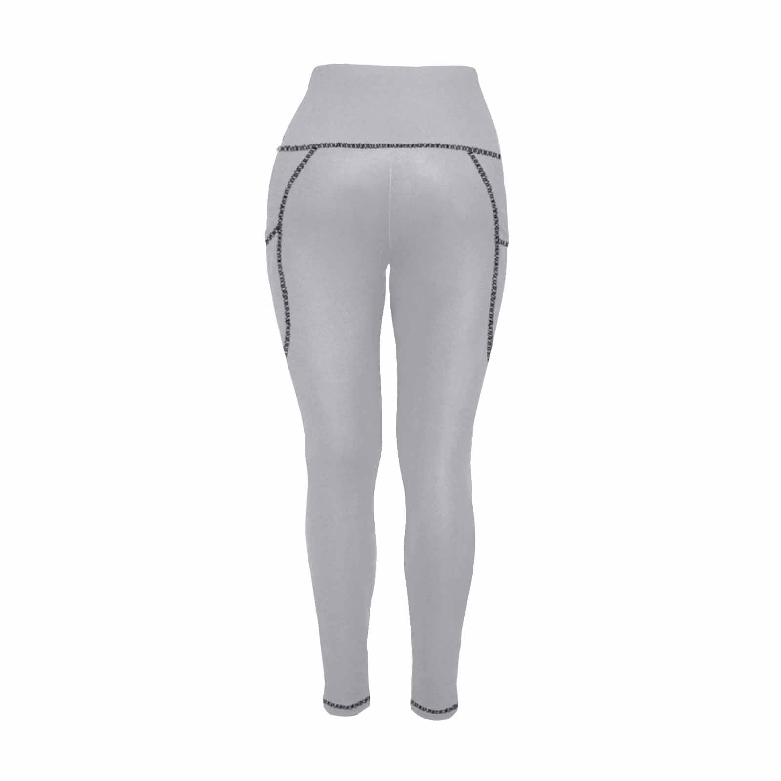 Slate gray women's leggings with pockets, designed for fitness and comfort, showcasing a soft fabric and high elasticity.