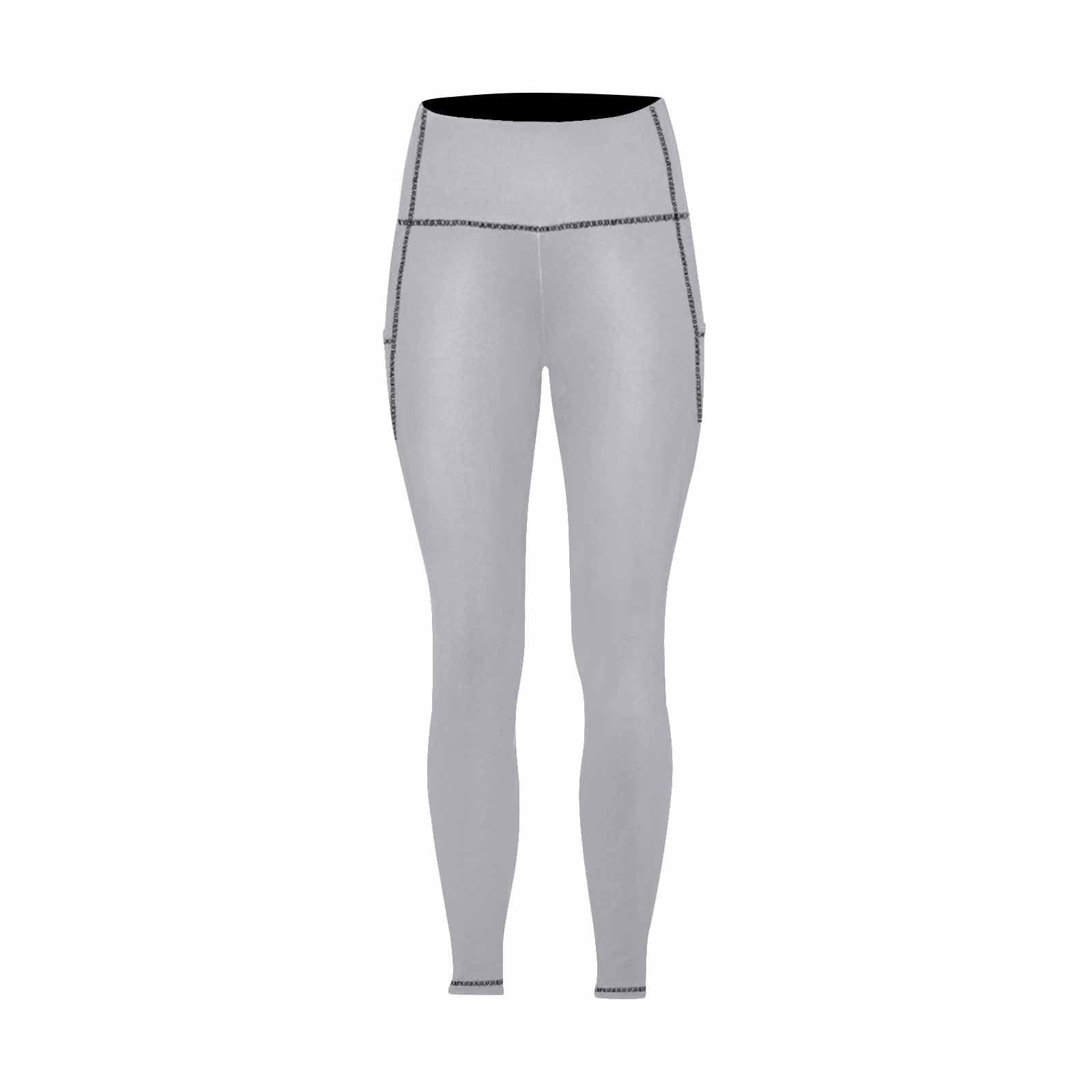 Slate gray women's leggings with pockets, designed for fitness and comfort, showcasing a soft fabric and high elasticity.