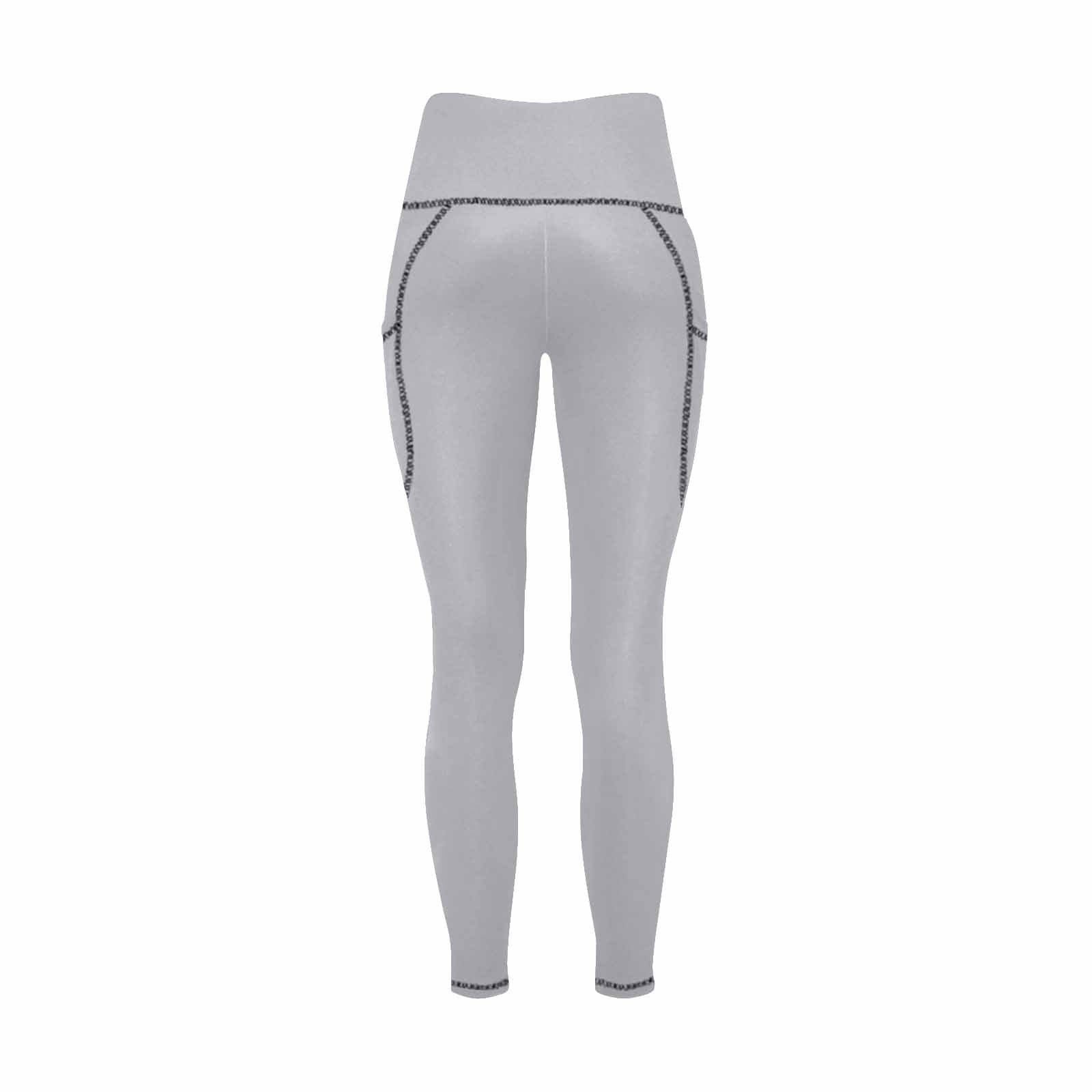 Slate gray women's leggings with pockets, designed for fitness and comfort, showcasing a soft fabric and high elasticity.