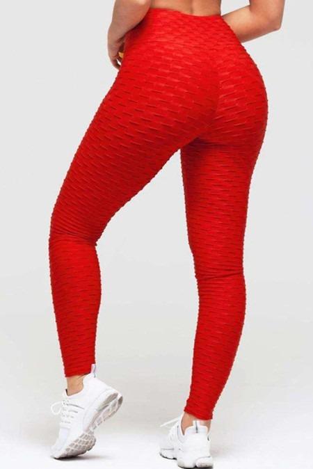 Women's Red Perfect Shape High Waist Sport Leggings showcasing a flattering fit and stylish design, ideal for workouts and casual wear.