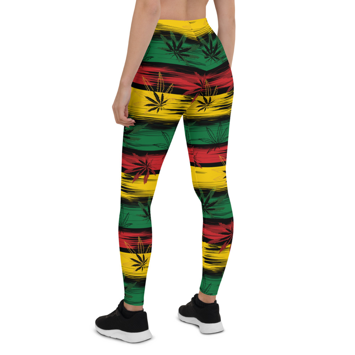 Womens Reggae and Cannabis Leggings featuring vibrant colors and unique designs, perfect for workouts and casual wear.