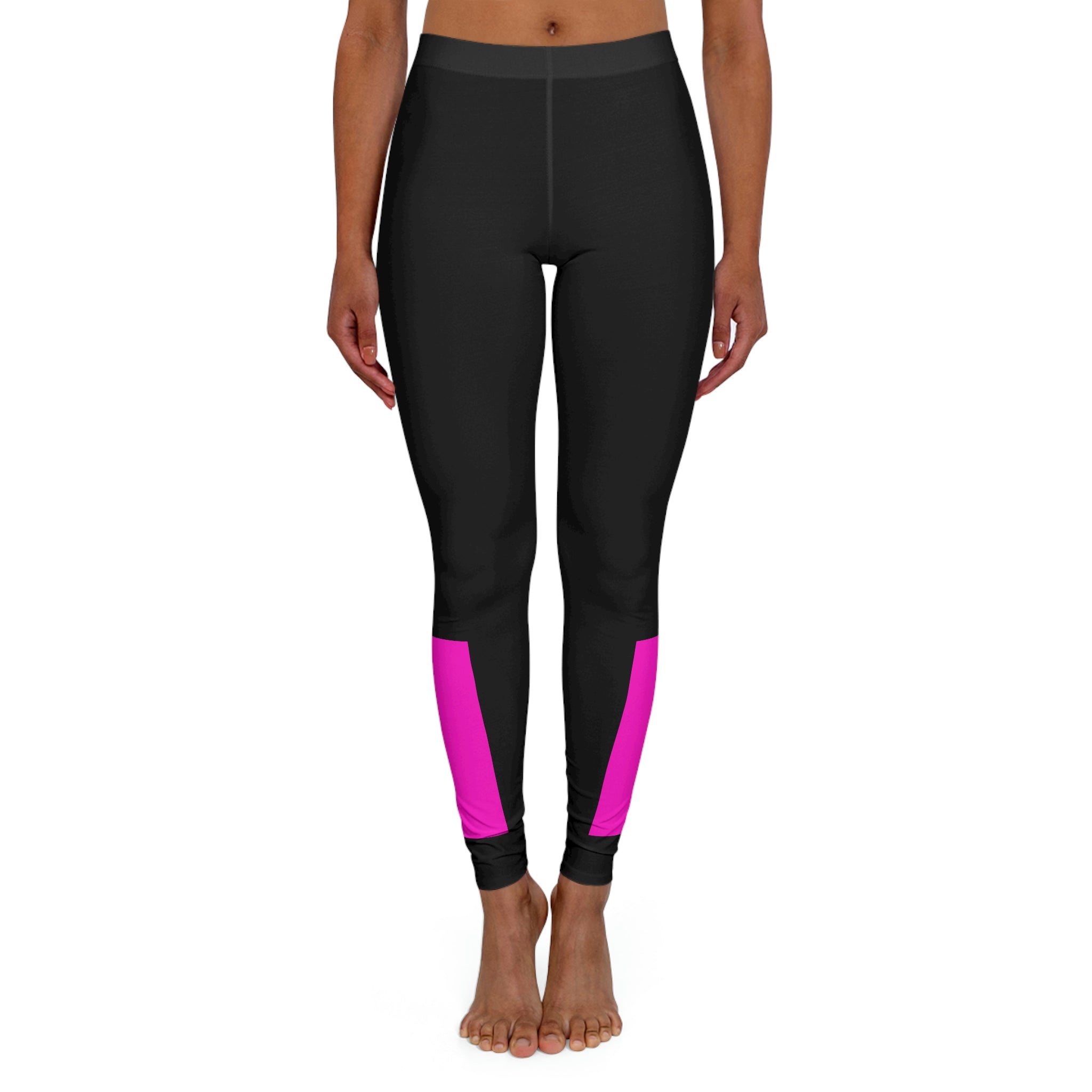 A pair of stylish Womens Spandex Leggings in a vibrant color, showcasing their stretchy fabric and double layer waistband.