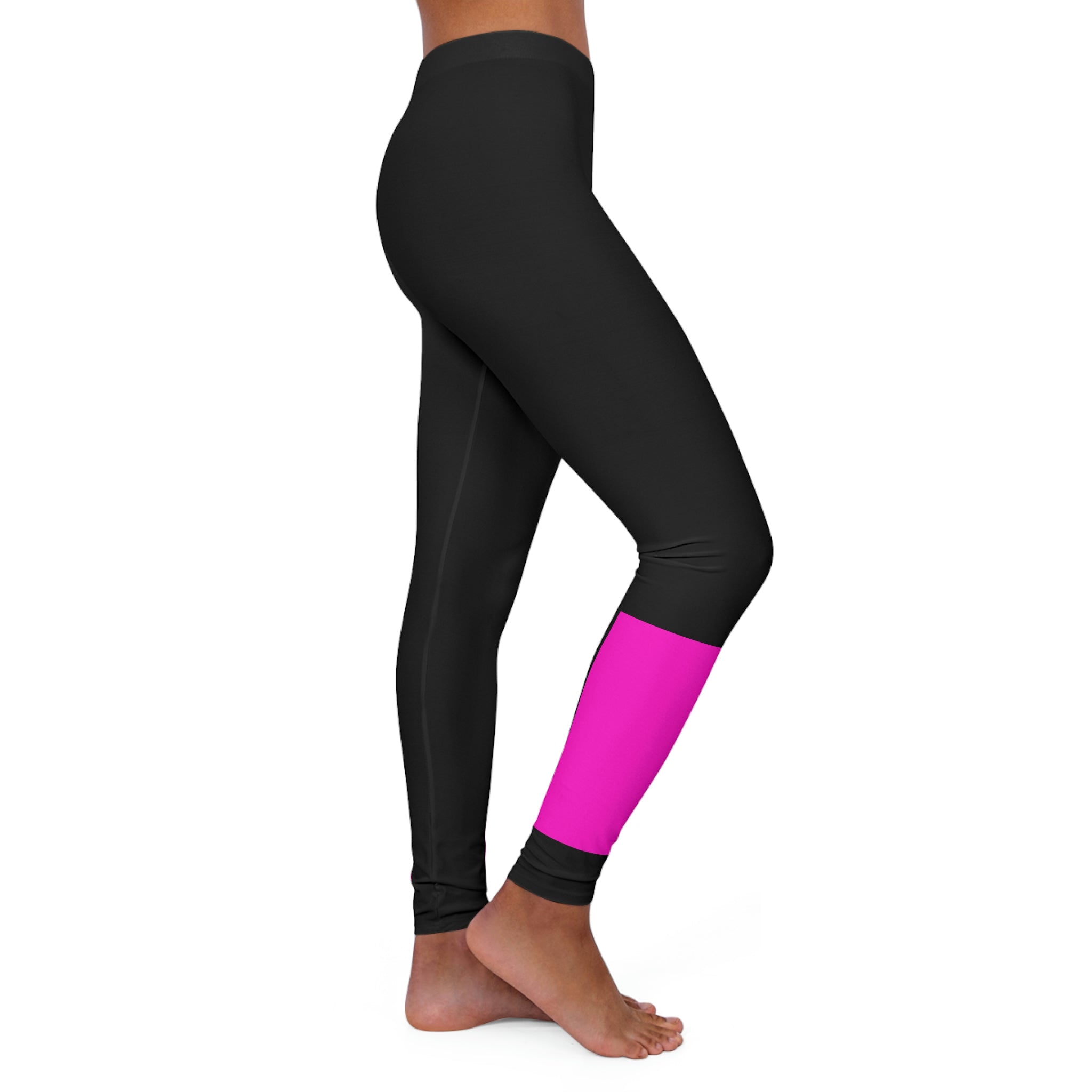 A pair of stylish Womens Spandex Leggings in a vibrant color, showcasing their stretchy fabric and double layer waistband.