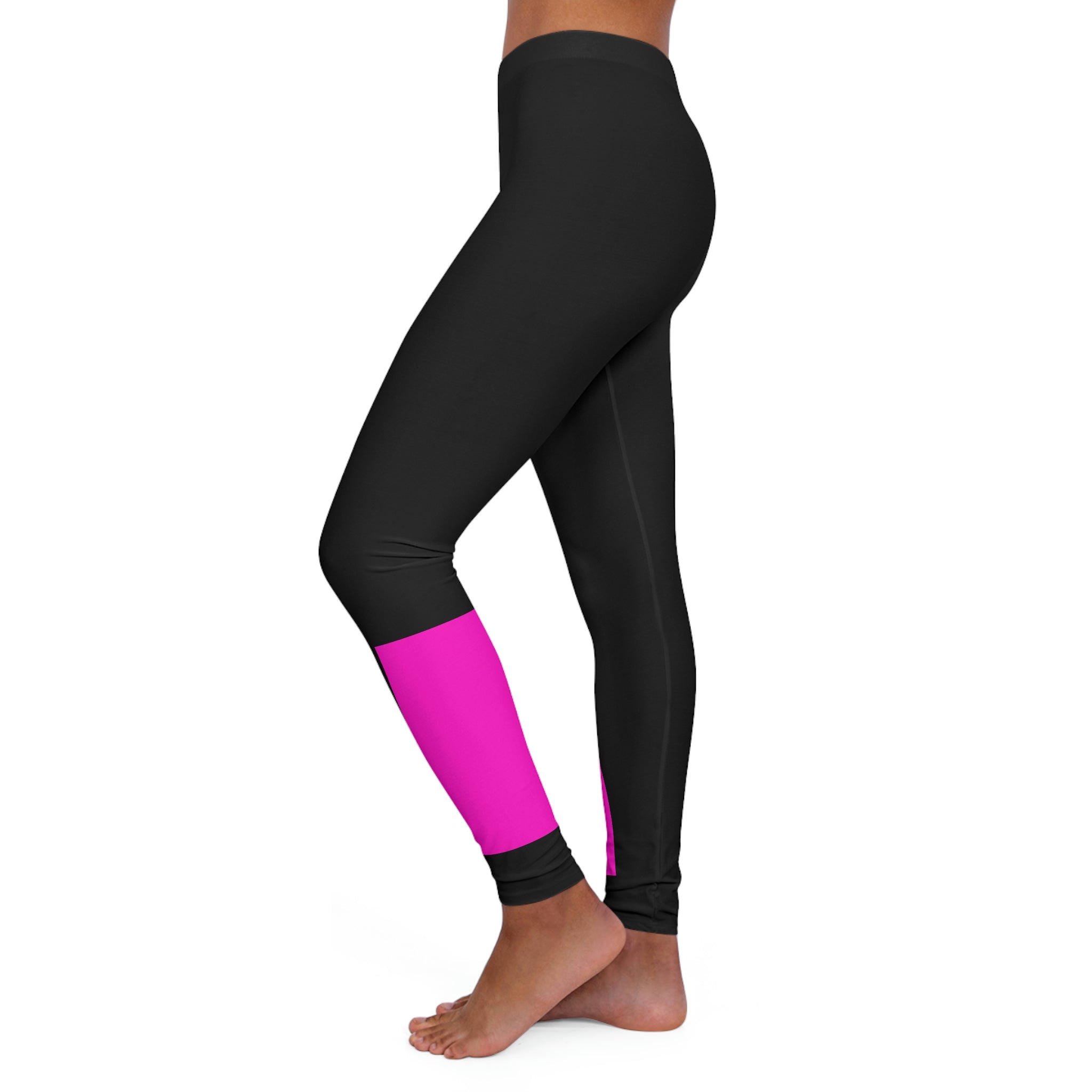 A pair of stylish Womens Spandex Leggings in a vibrant color, showcasing their stretchy fabric and double layer waistband.