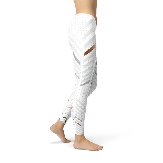 Womens White Stripes Leggings featuring a stylish design with a comfortable fit, perfect for workouts and casual wear.