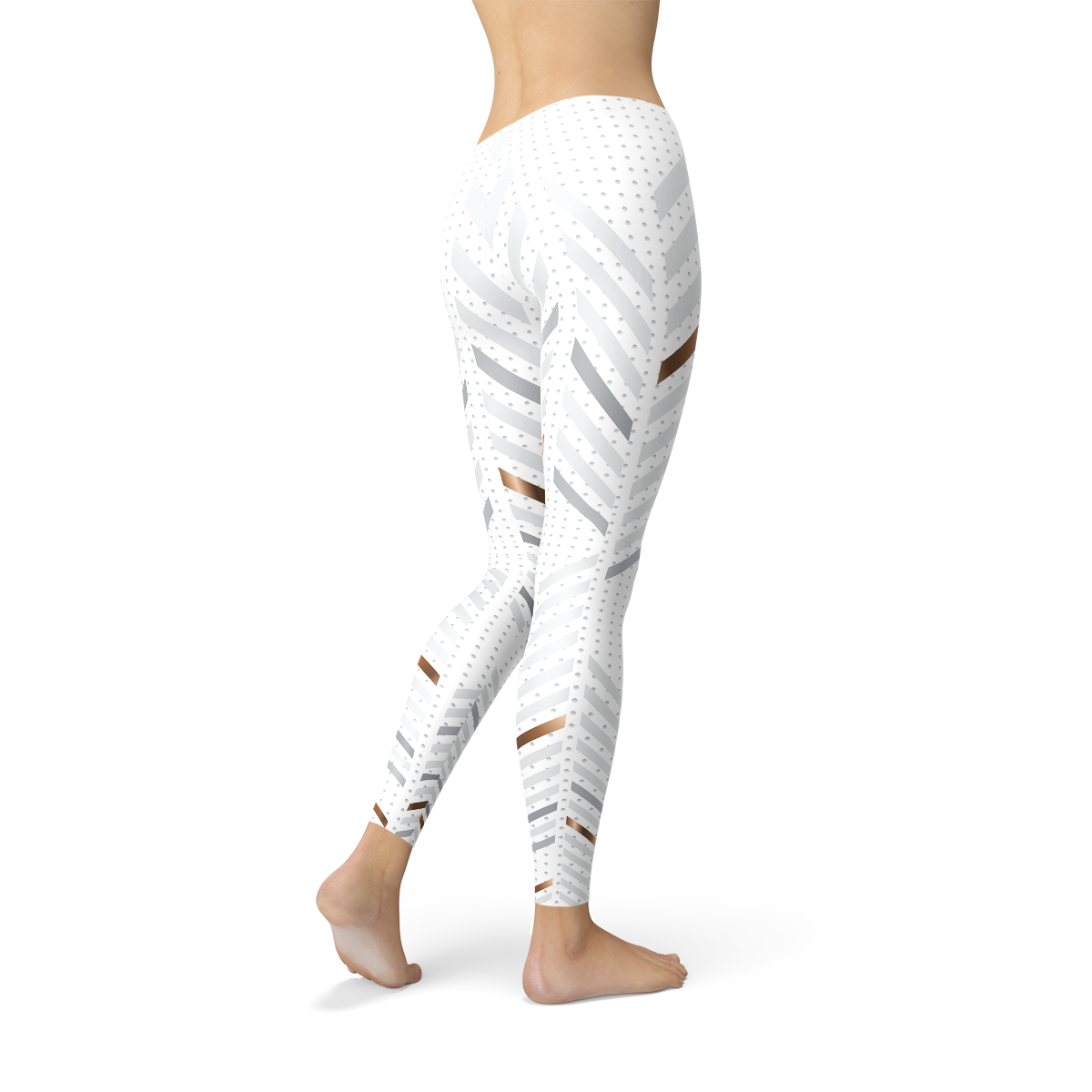 Womens White Stripes Leggings featuring a stylish design with a comfortable fit, perfect for workouts and casual wear.