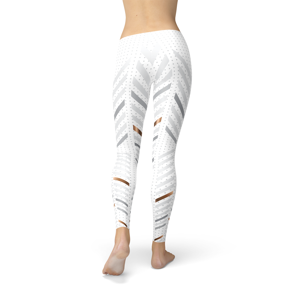 Womens White Stripes Leggings featuring a stylish design with a comfortable fit, perfect for workouts and casual wear.