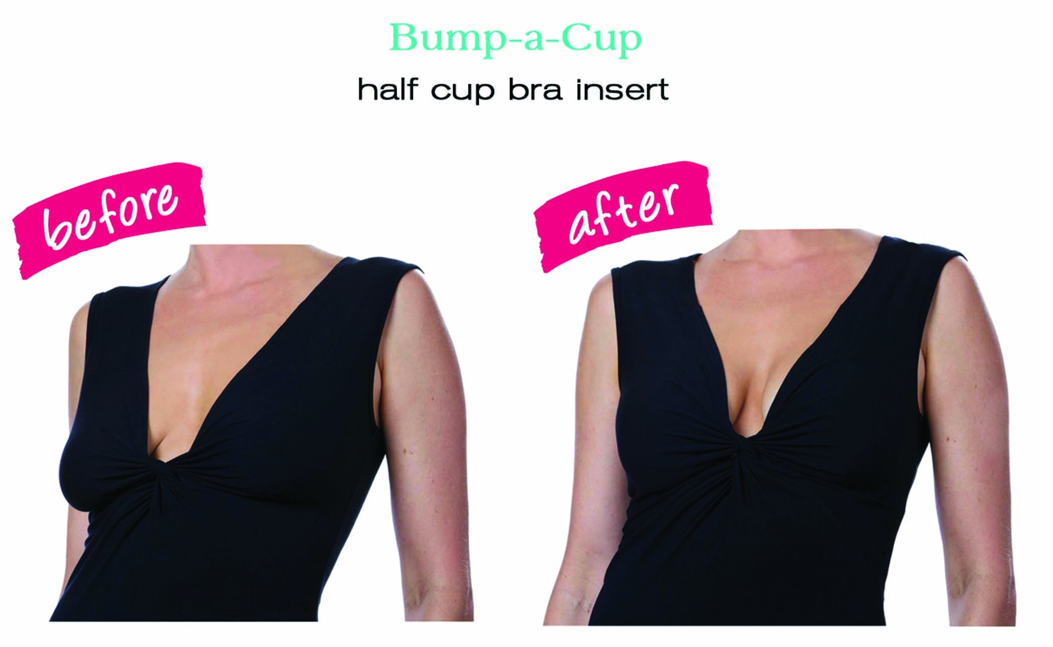 Bump-a-Cup silicone inserts designed to enhance cleavage and provide lift, shown in a stylish setting.