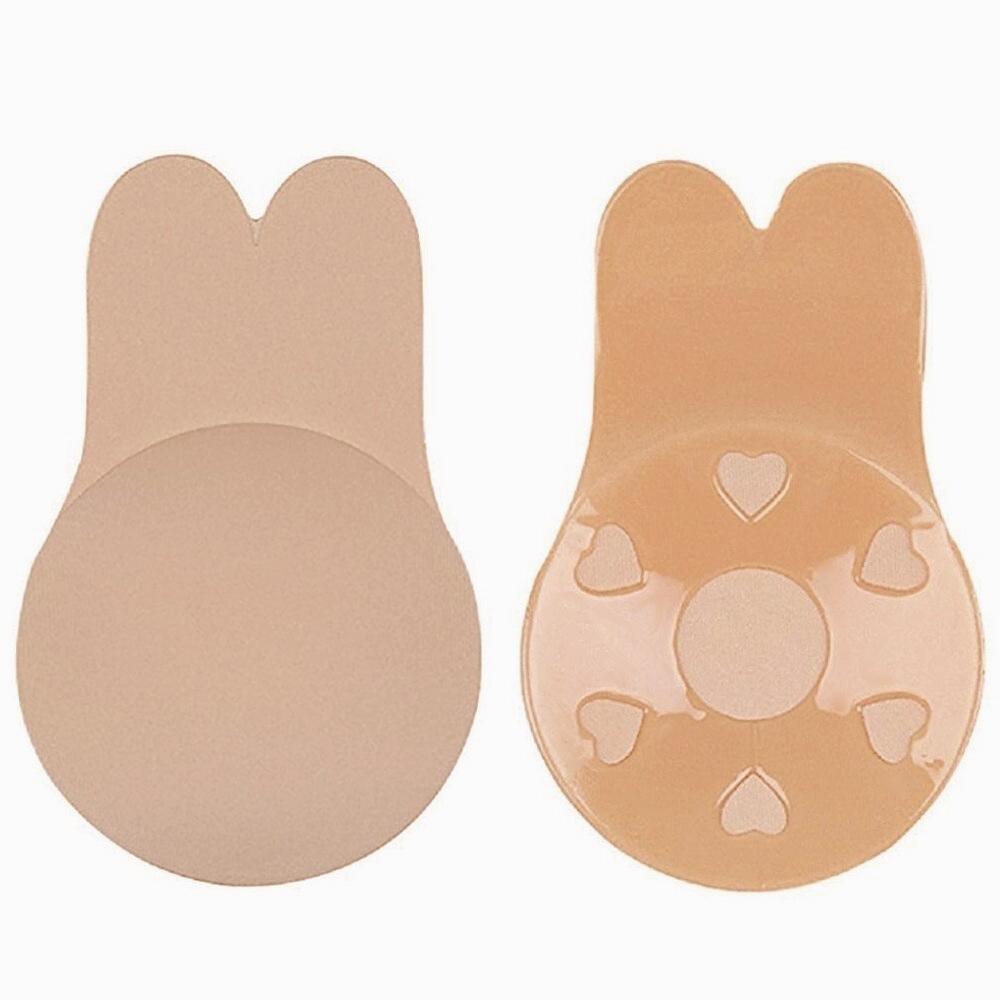 Beige Bunny Lift Bra showcasing its flexible cups and pull-tab design for customizable lift.