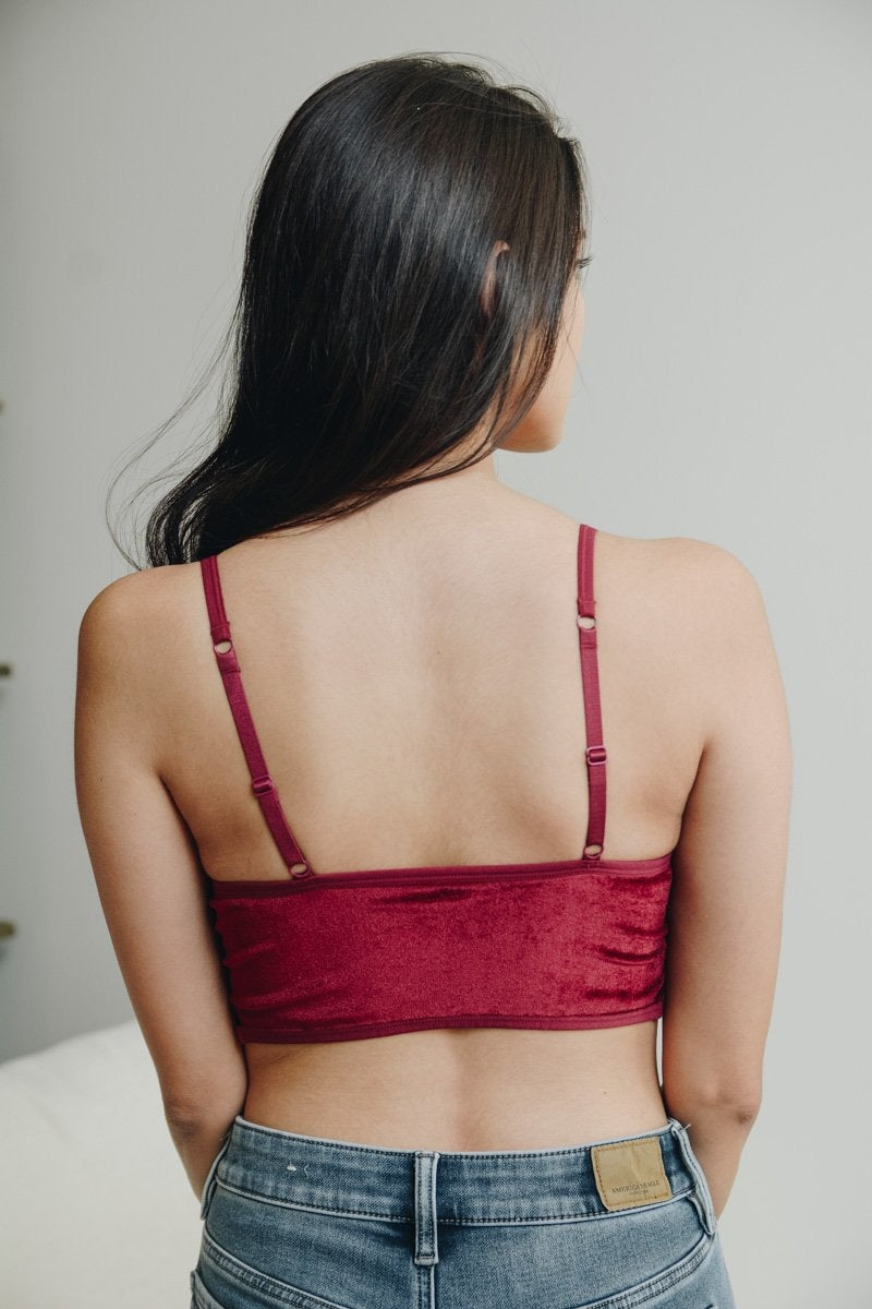 Flimsy Velvet Lace Cami featuring luxurious velvet fabric and sheer lace accents, designed with adjustable straps for a secure fit.