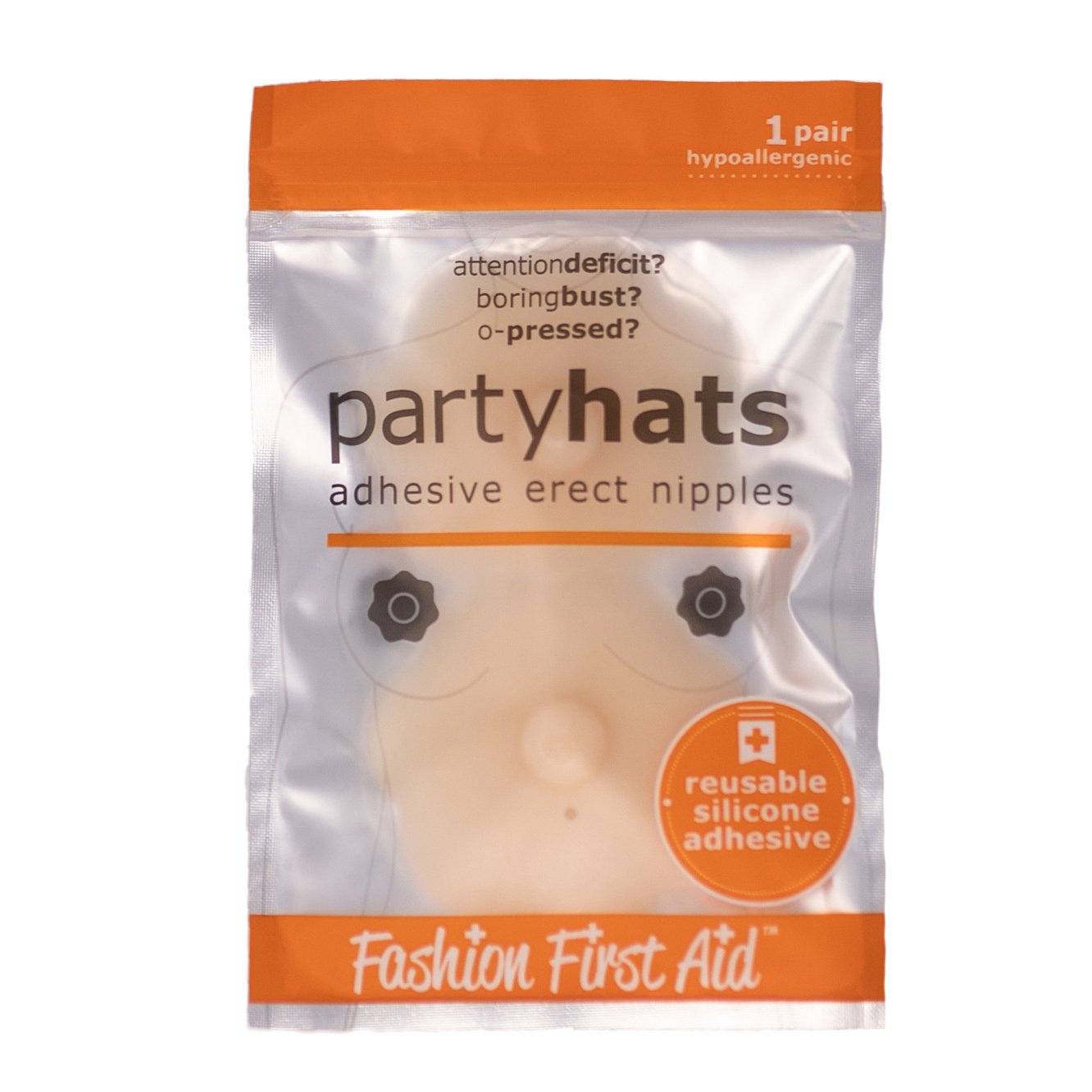 A pair of beige silicone adhesive nipple covers shaped like erect nipples, perfect for costumes and playful occasions.