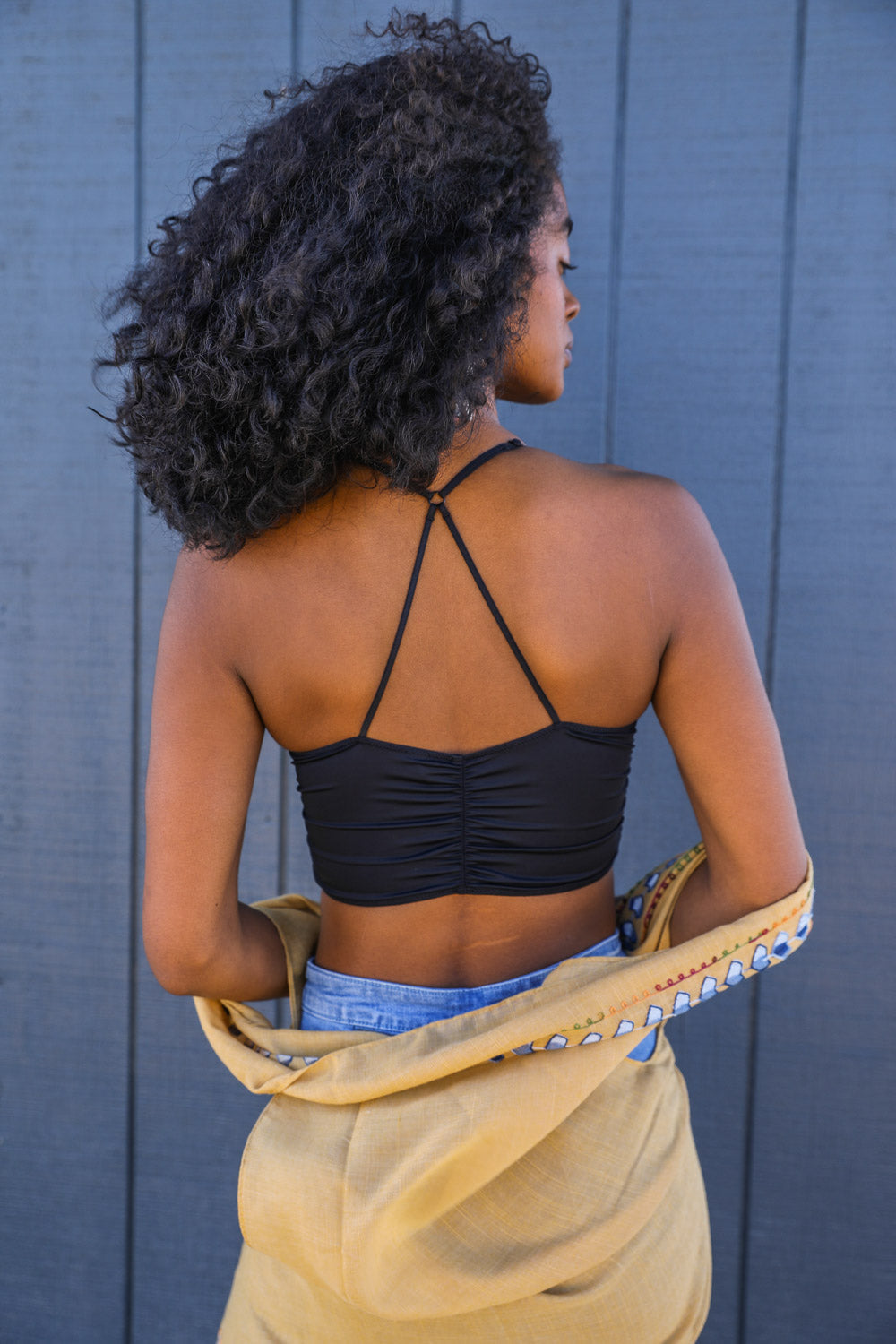 A stylish Ruched Bralette featuring unique ruched detailing and soft fabric, perfect for any occasion.