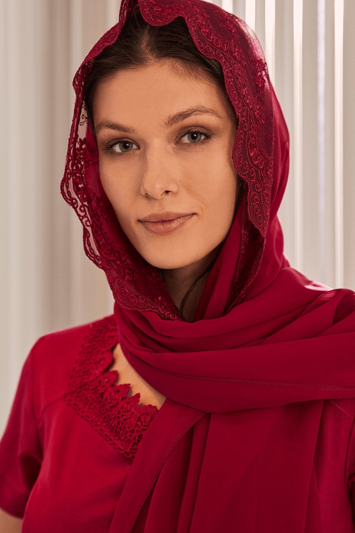 Shopymommy 0020 Fuchsia Scarf draped elegantly, showcasing its vibrant color and soft fabric.