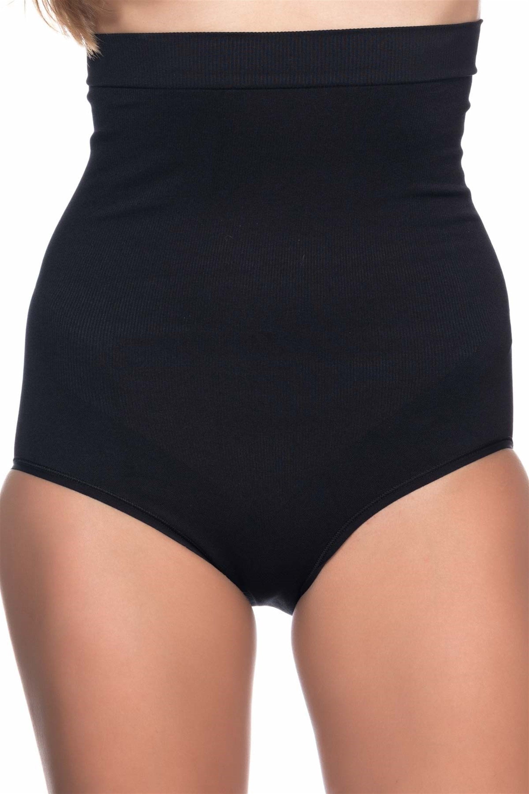 Shopymommy 2008 Seamless High Waist Slip Postpartum Corset in black, featuring anti-slip silicone backing and breathable fabric for postpartum support.