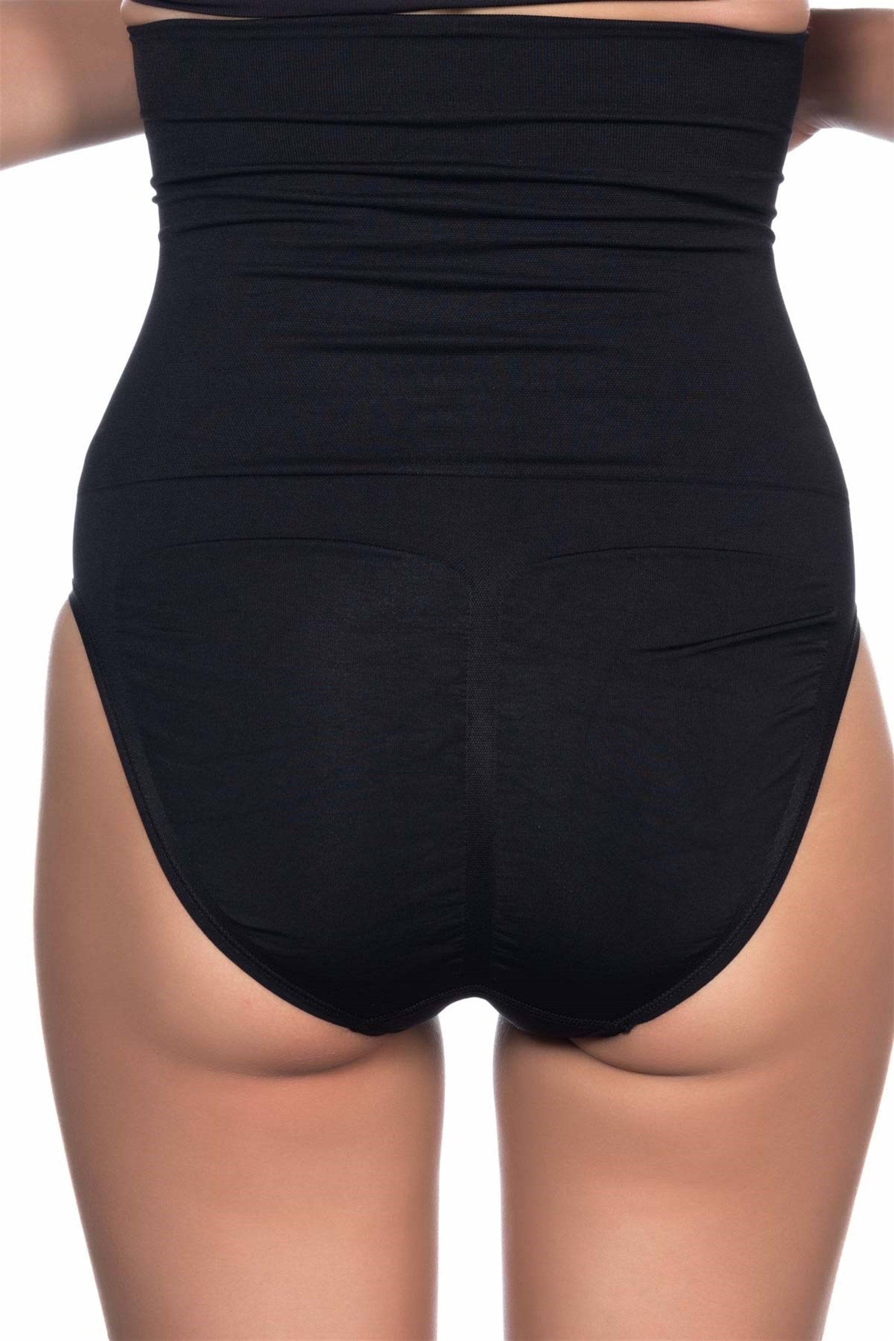 Shopymommy 2009 Seamless High Waist Double Slip Postpartum Corset in black, showcasing its seamless design and anti-slip silicone backing.