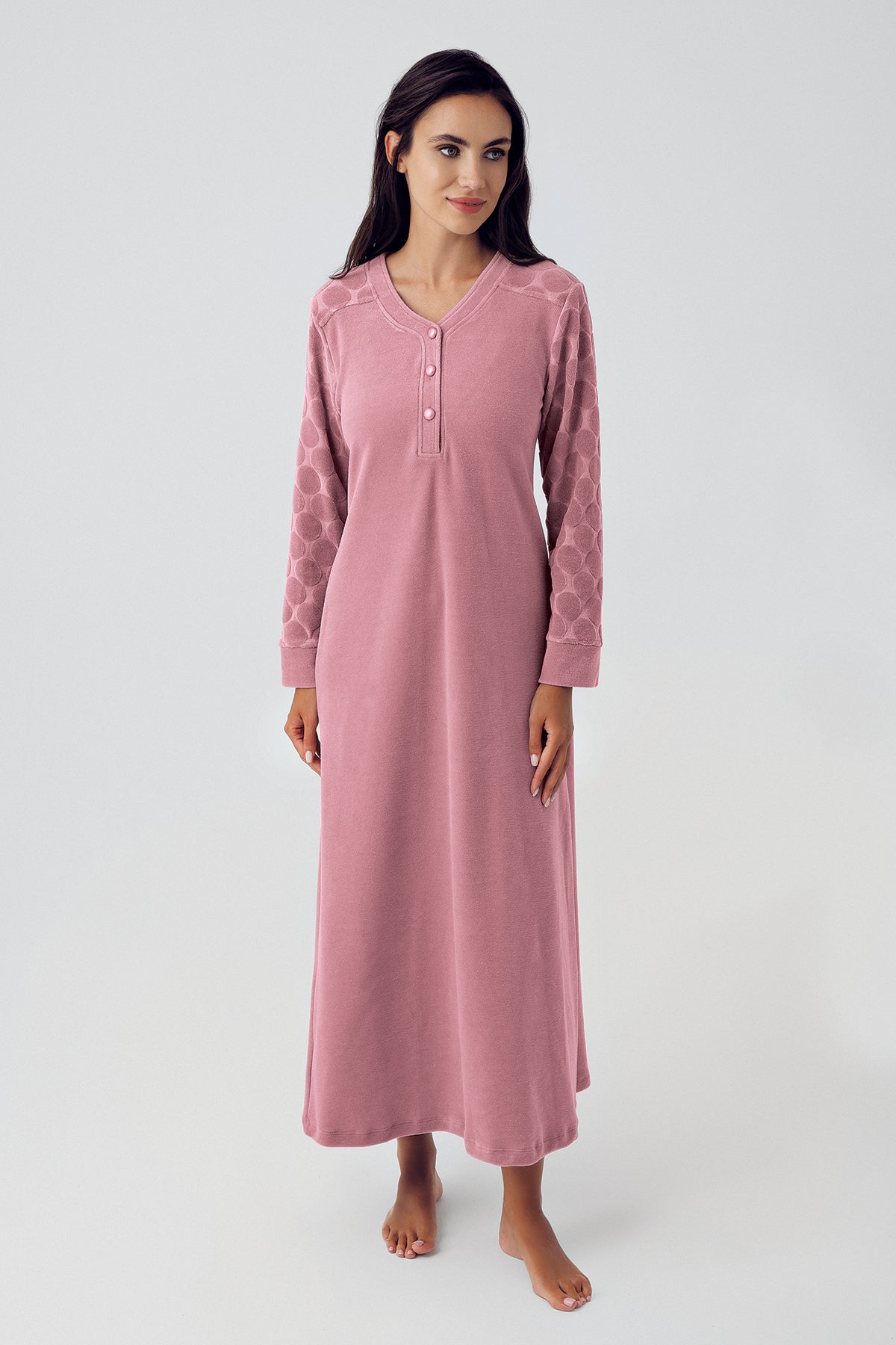 Shopymommy Terry Jacquard Maternity & Nursing Nightgown with matching robe, made from organic fabric for comfort and easy breastfeeding access.