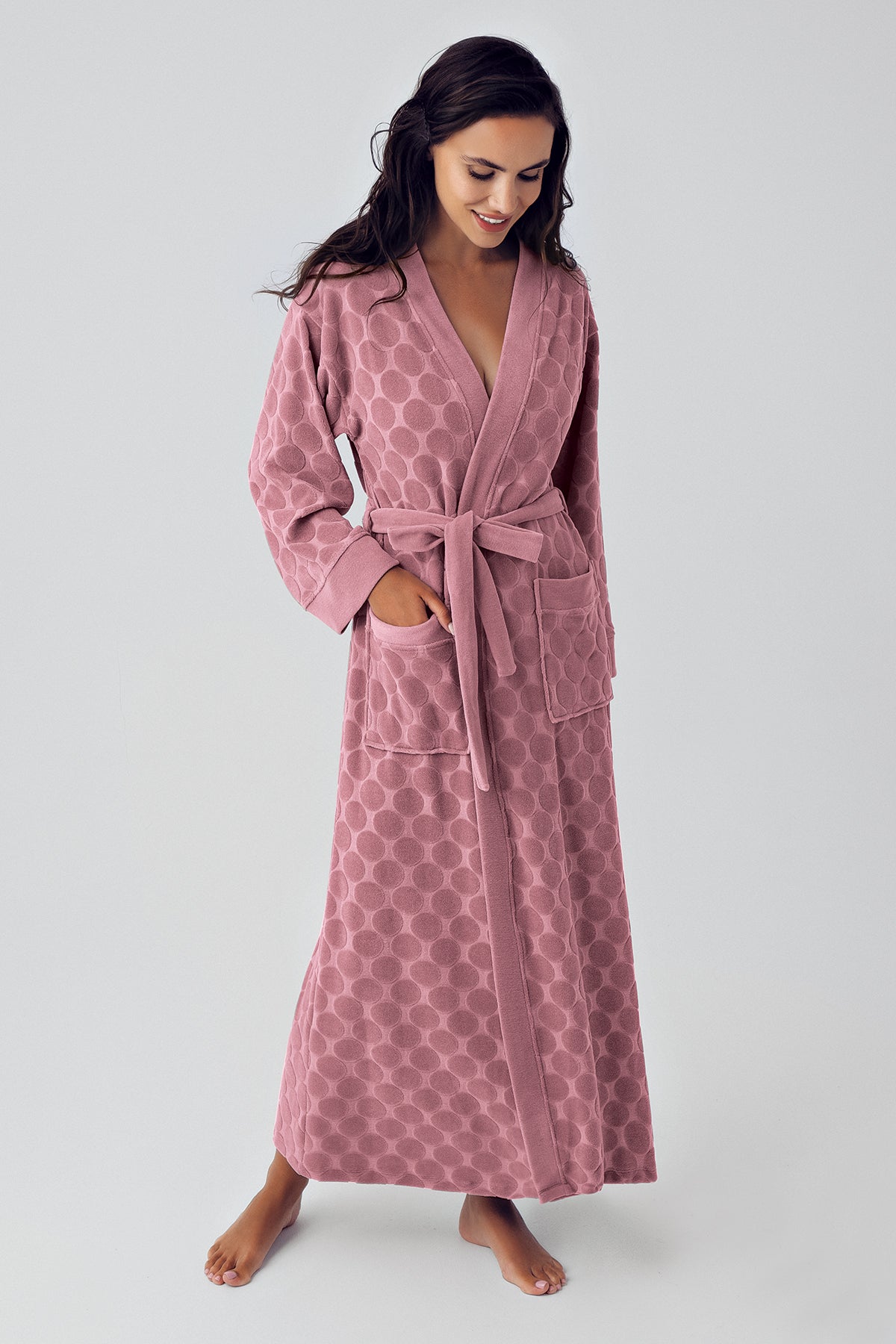 Shopymommy Terry Jacquard Maternity & Nursing Nightgown with matching robe, made from organic fabric for comfort and easy breastfeeding access.