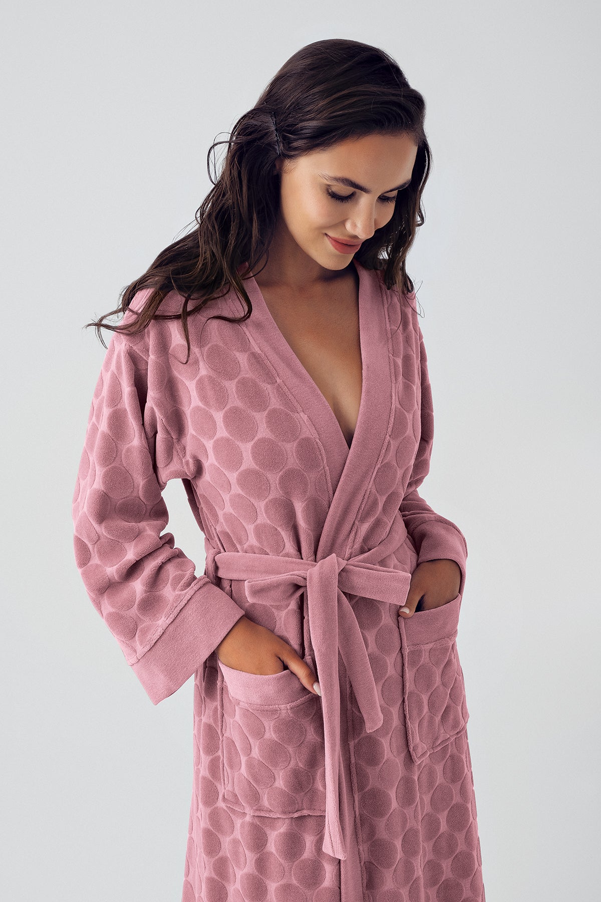 Shopymommy Terry Jacquard Maternity & Nursing Nightgown with matching robe, made from organic fabric for comfort and easy breastfeeding access.