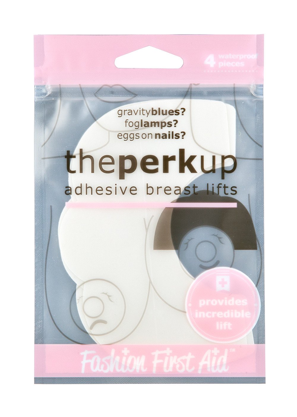 The Perk Up adhesive breast lifts in clear color, showcasing their unique design for instant breast support and lift.