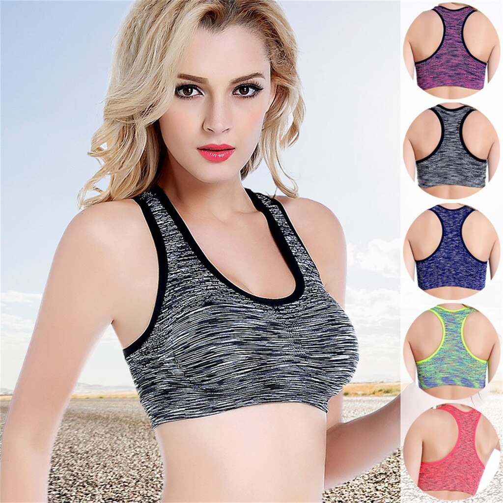 Women Sports High Stretch Bra in various colors, showcasing seamless design and comfortable fit for active wear.