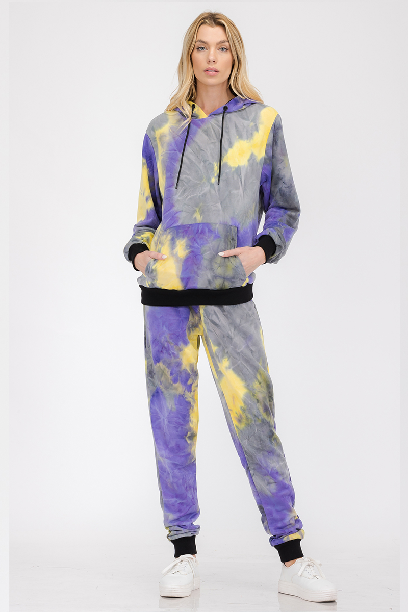 Main Womens Cotton Tye Dye Lounge Wear Sweat Set image