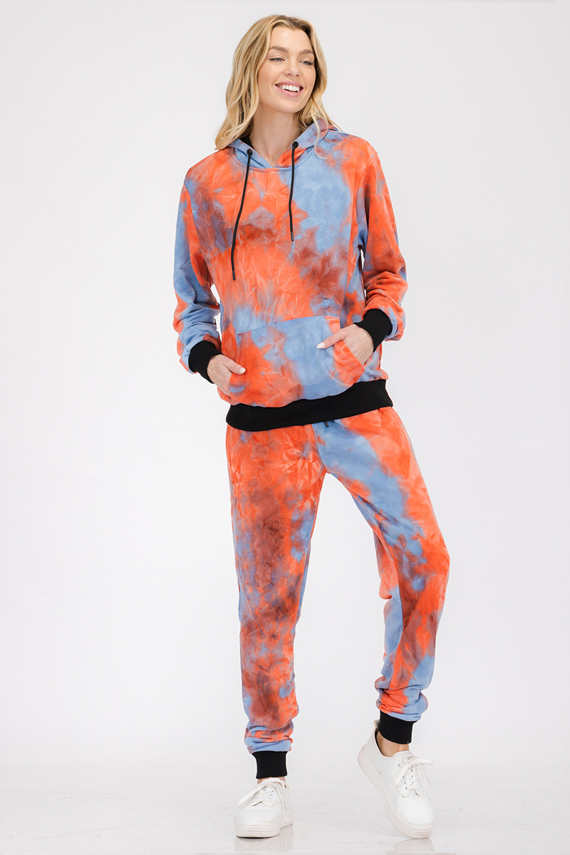 Main Womens Cotton Tye Dye Lounge Wear Sweat Set image