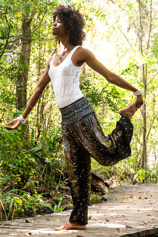 Brown Teal PEACOCK Women Boho Pants featuring a vibrant peacock pattern, elastic waist, and ankle design, perfect for yoga and casual wear.