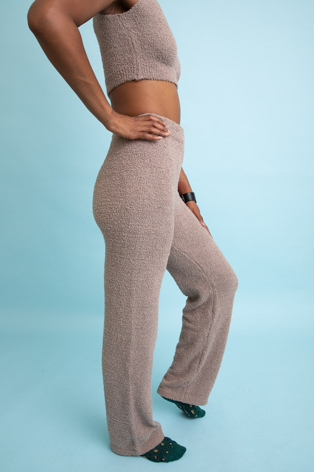 Cozy Boucle Lounge Pants in various colors, showcasing their soft texture and stylish design.