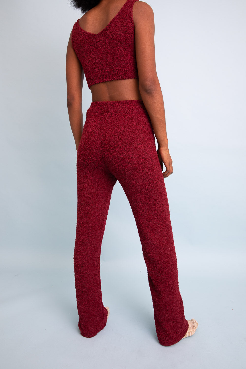 Cozy Boucle Lounge Pants in various colors, showcasing their soft texture and stylish design.