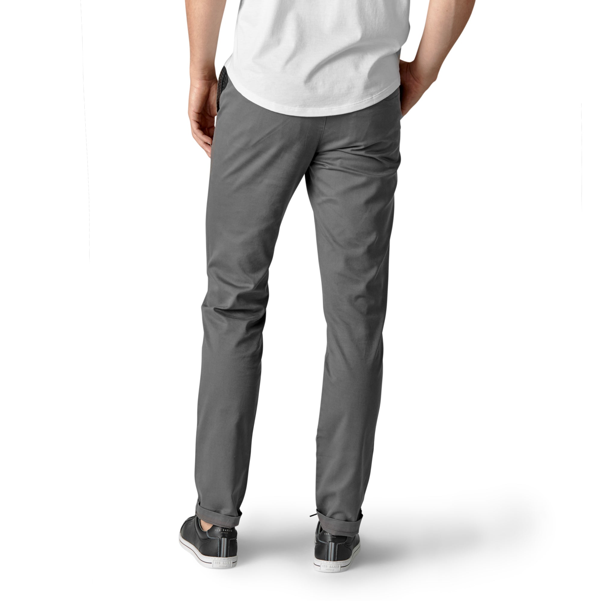 Feel Good Chinos in Faded Black, showcasing a modern slim tapered fit with a soft and breathable fabric.