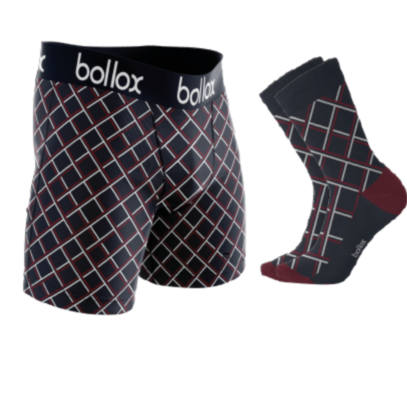 Hatch Set featuring stylish men's cotton boxer shorts and matching socks, promoting comfort and male cancer awareness.