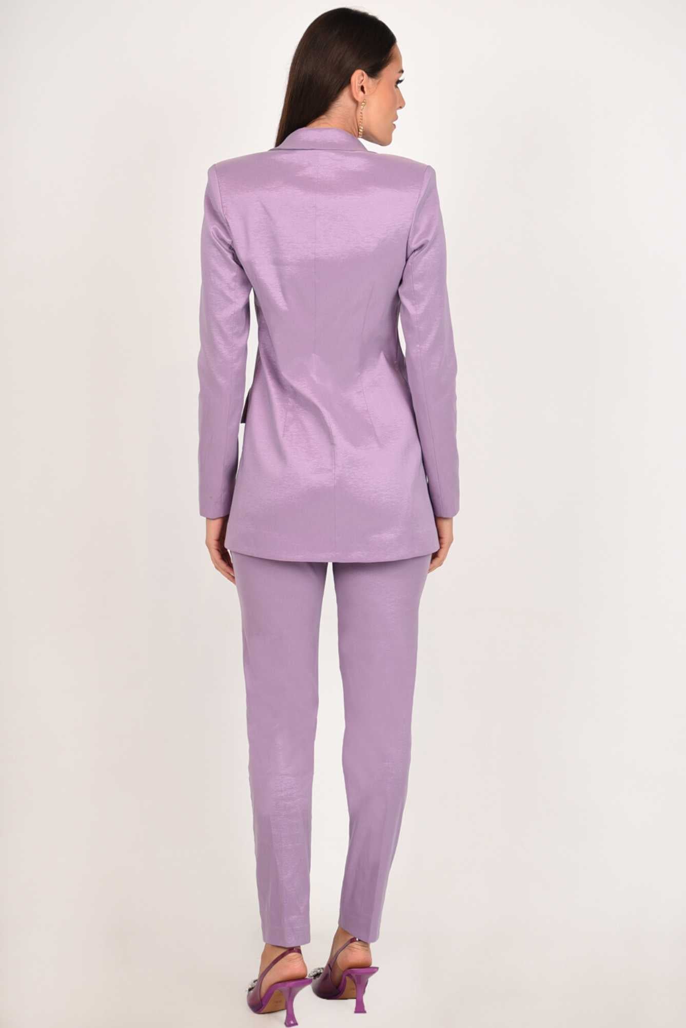 Kalila High Waisted Women's Pants in luxurious lilac color, featuring a high-rise design and zipper closure.