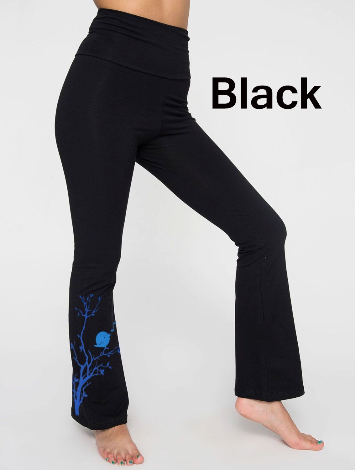 A pair of Songbird Yoga Pants in a stylish design, showcasing their soft fabric and versatile waistband.