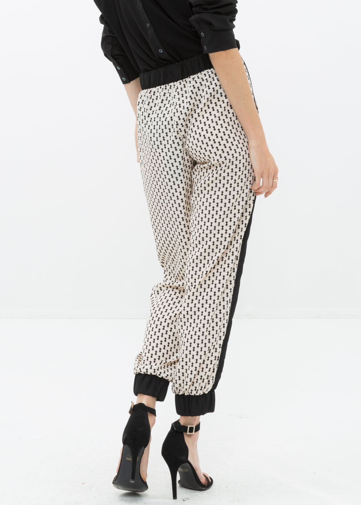 Women's Printed Casual Cuffed Hem Pants featuring mini ribbon prints, perfect for casual wear.