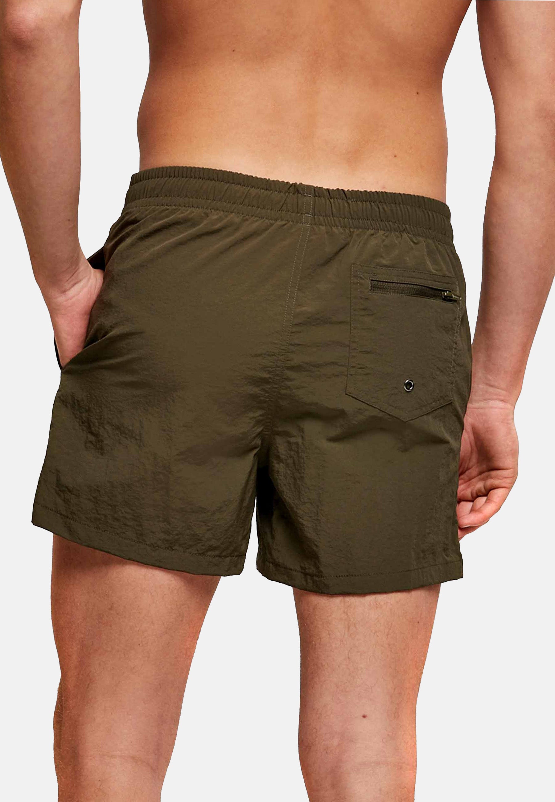 Men's Beach Shorts ICON in four stylish colors, featuring a zippered back pocket and made from lightweight, quick-drying fabric.