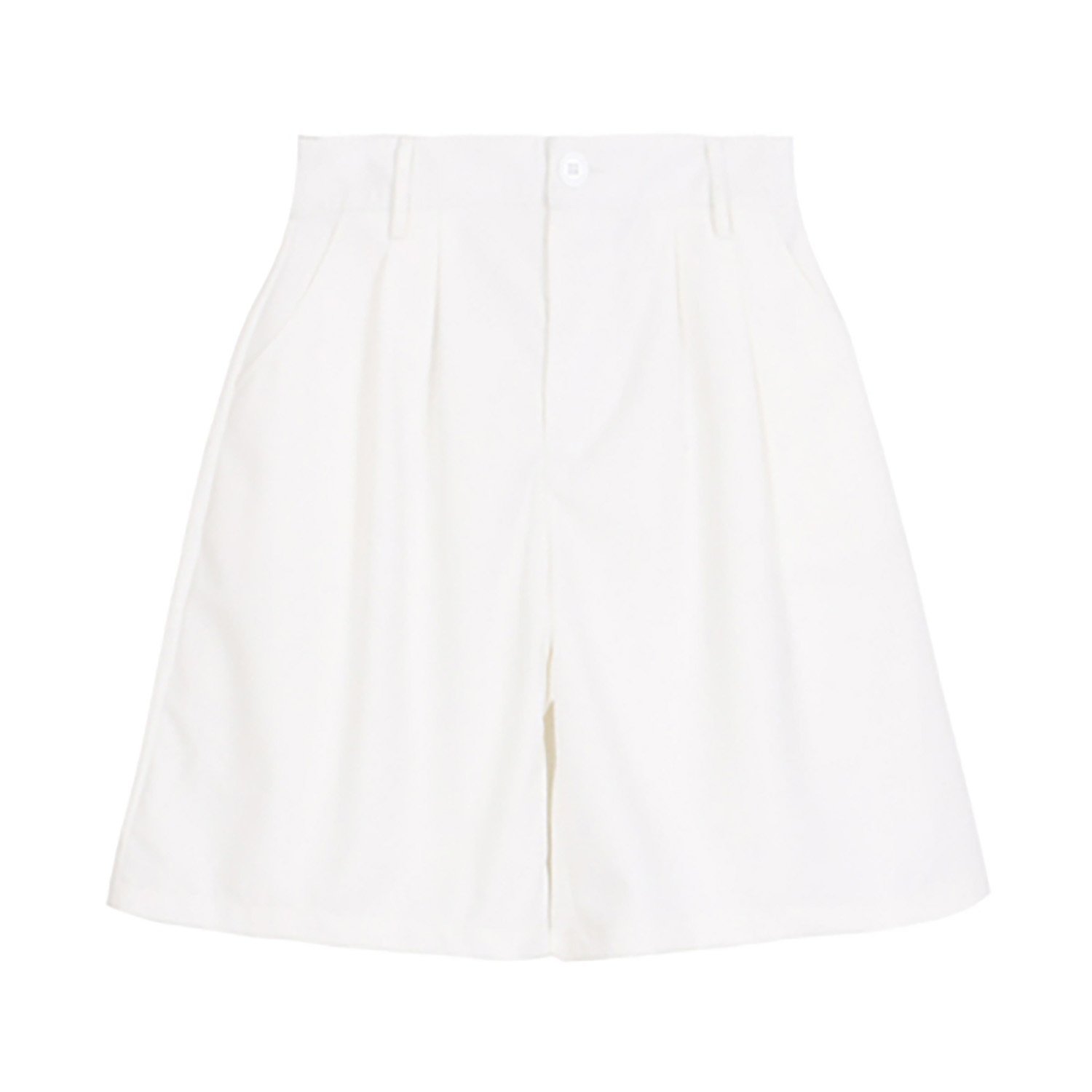 A pair of stylish Loose Cut Cloth Bermuda Shorts featuring a pleated look, belt loops, and a button closure with zipper, made from soft cloth material.