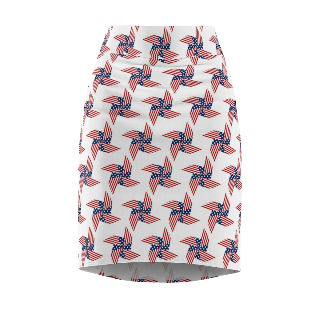 Stars And Stripes US Pencil Skirt featuring a contoured fit and creative print, perfect for stylish women.