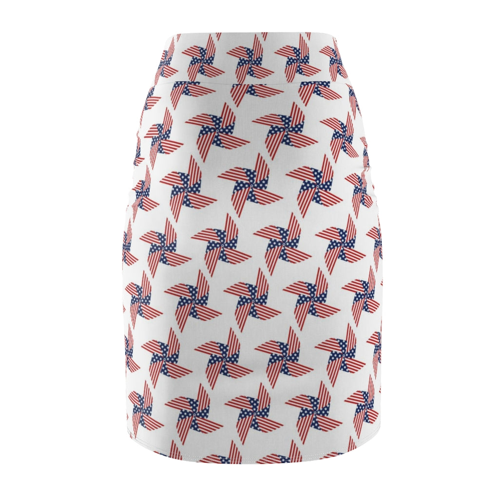 Stars And Stripes US Pencil Skirt featuring a contoured fit and creative print, perfect for stylish women.