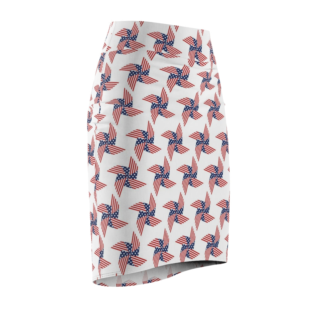 Stars And Stripes US Pencil Skirt featuring a contoured fit and creative print, perfect for stylish women.