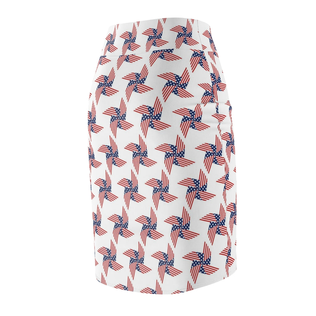 Stars And Stripes US Pencil Skirt featuring a contoured fit and creative print, perfect for stylish women.