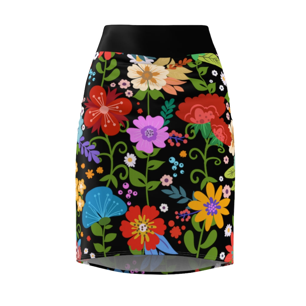 Uniquely You Women's Pencil Skirt featuring a high waist stretch design in a vibrant multicolor print, perfect for stylish occasions.