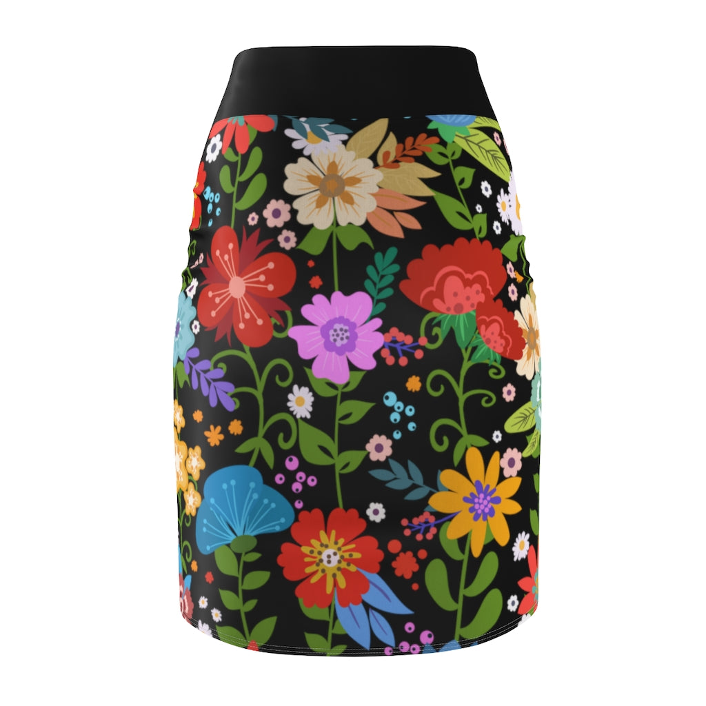 Uniquely You Women's Pencil Skirt featuring a high waist stretch design in a vibrant multicolor print, perfect for stylish occasions.