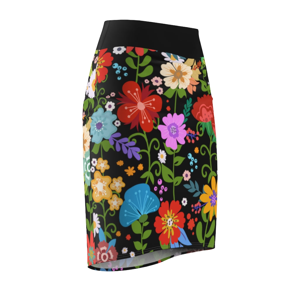 Uniquely You Women's Pencil Skirt featuring a high waist stretch design in a vibrant multicolor print, perfect for stylish occasions.