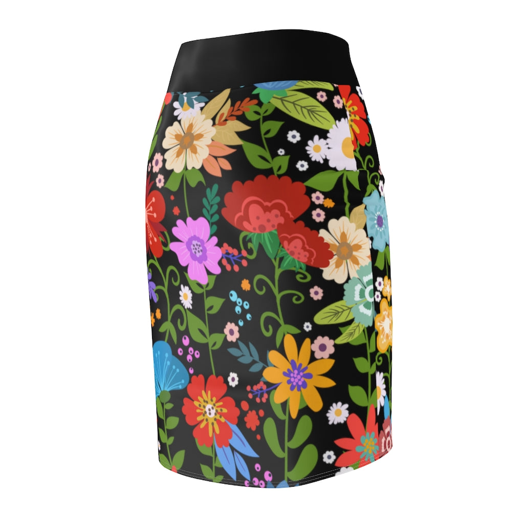 Uniquely You Women's Pencil Skirt featuring a high waist stretch design in a vibrant multicolor print, perfect for stylish occasions.