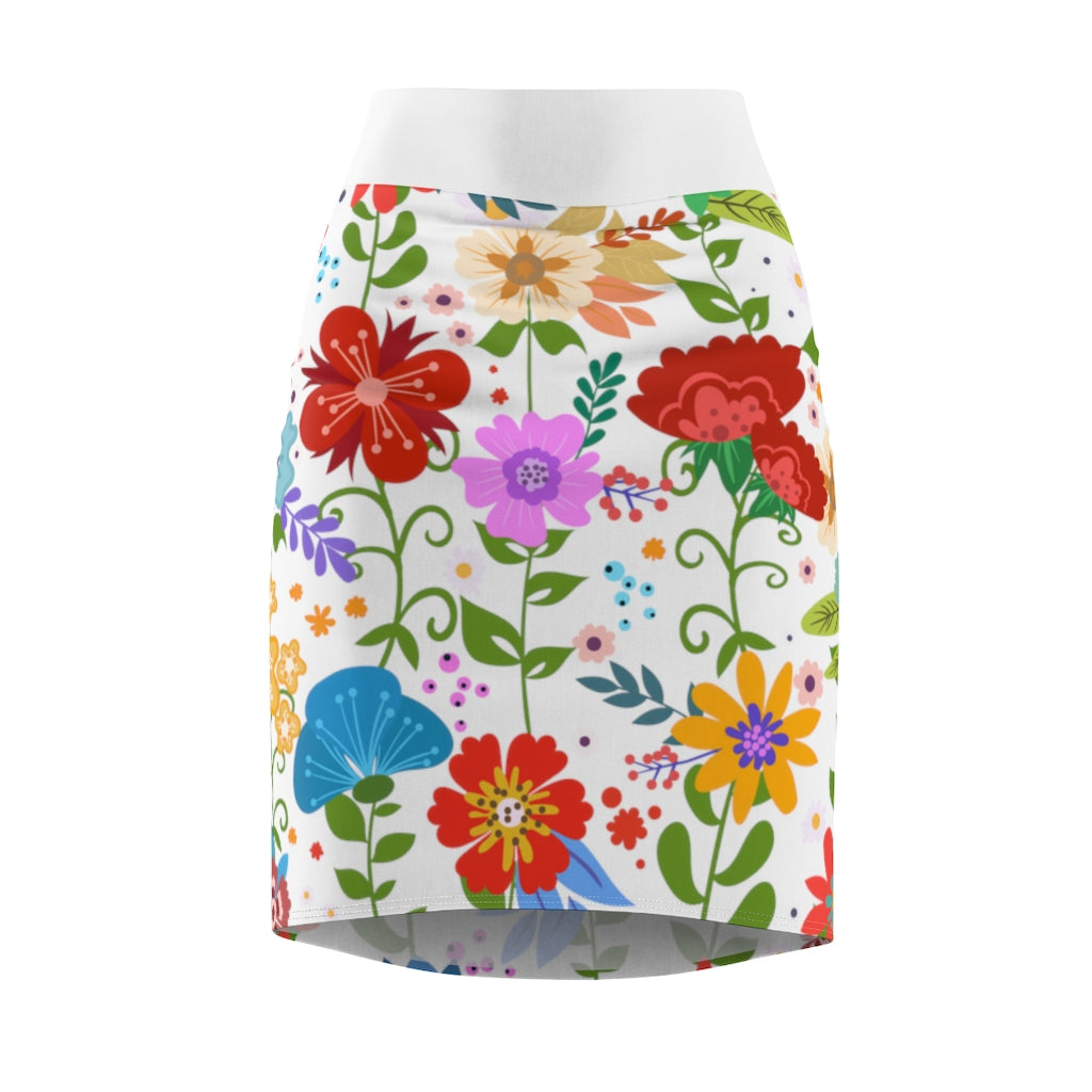 Uniquely You Women's Pencil Skirt in multicolor with high waist stretch design, showcasing a stylish and comfortable fit.