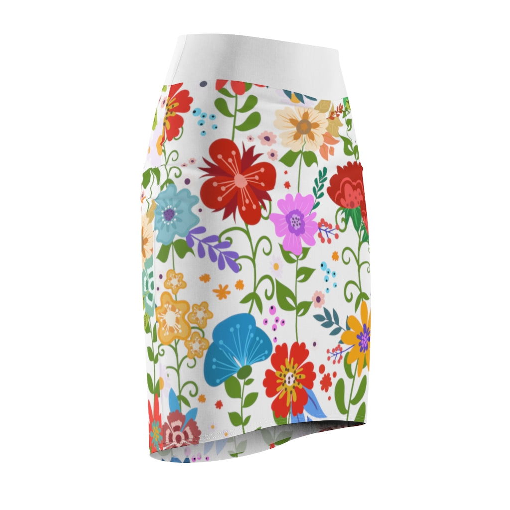 Uniquely You Women's Pencil Skirt in multicolor with high waist stretch design, showcasing a stylish and comfortable fit.