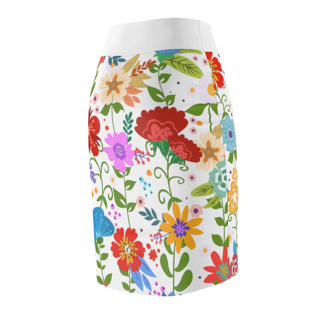 Uniquely You Women's Pencil Skirt in multicolor with high waist stretch design, showcasing a stylish and comfortable fit.