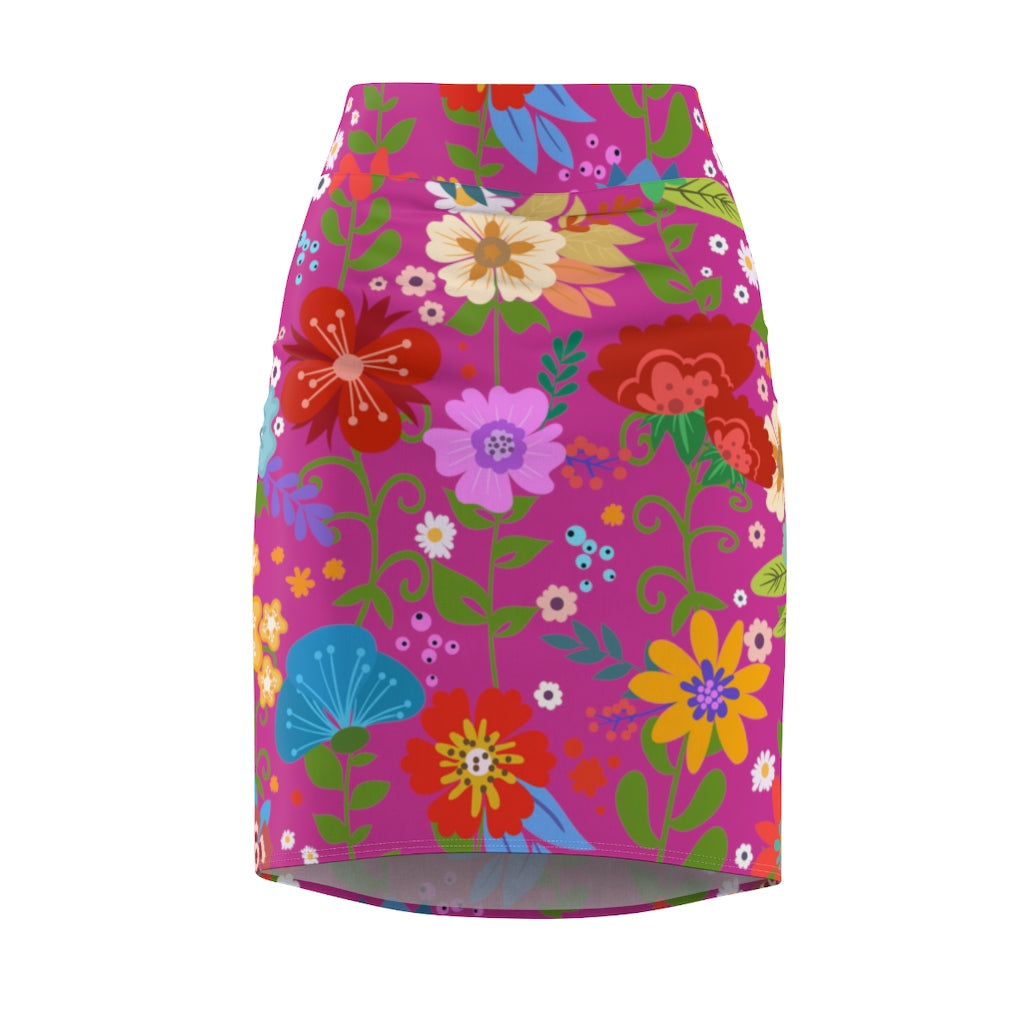 Uniquely You Women's Pencil Skirt featuring a high waist stretch design in a vibrant multicolor pattern, perfect for stylish occasions.