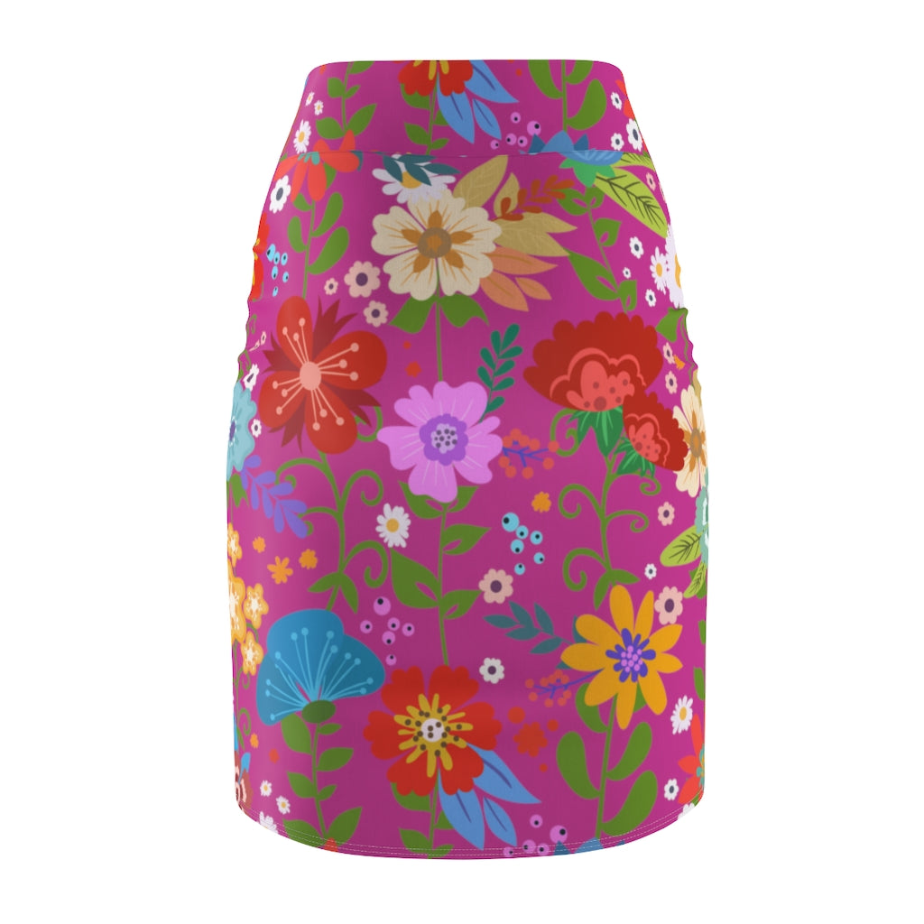 Uniquely You Women's Pencil Skirt featuring a high waist stretch design in a vibrant multicolor pattern, perfect for stylish occasions.