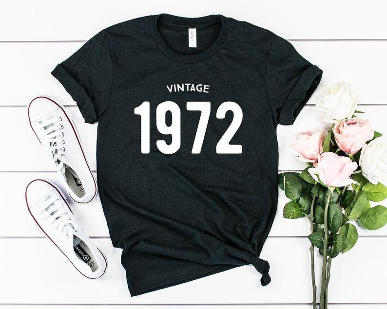 Main VINTAGE 1972 Men's And Women's Letters Street Short-Sleeved T-Shirt To image